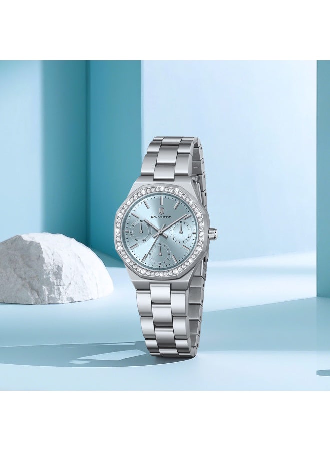 سافيرو ساعة نسائية، ساعة نسائية فاخرة، ساعة نسائية بسوار، ساعة صغيرة مقاومة للماء من الفولاذ المقاوم للصدأ حتى 3ATM - Image 5